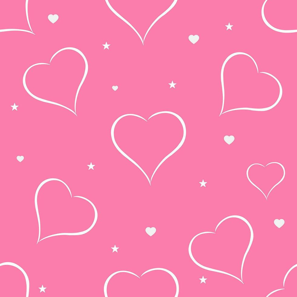 Hearts seamless pattern on pink background. Vector illustration ...