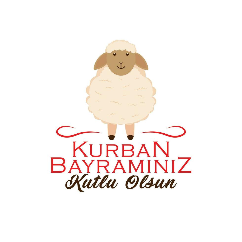 Kurban bayraminiz kutlu olsun. Translation, Eid al-Adha mubarak. Holy days of muslim community. Vector design.