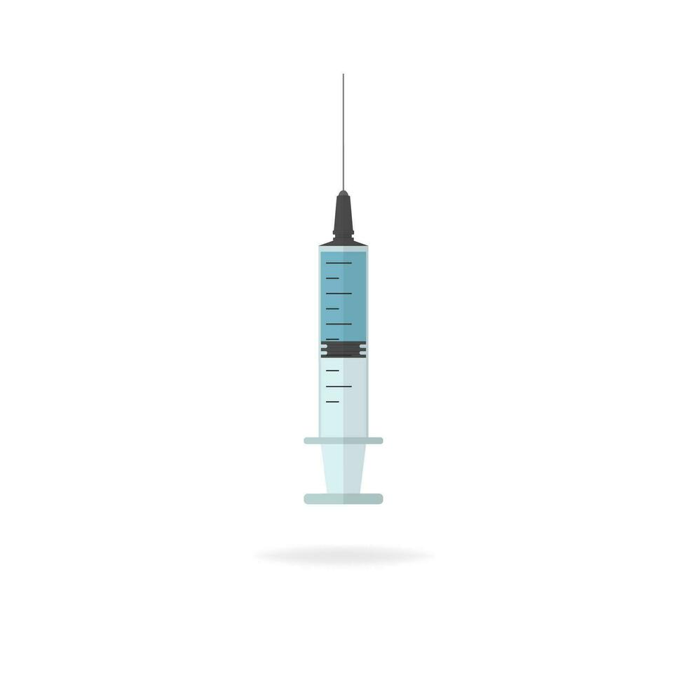 Medical syringe icon. Flat styled vector illustration isolated on white background.