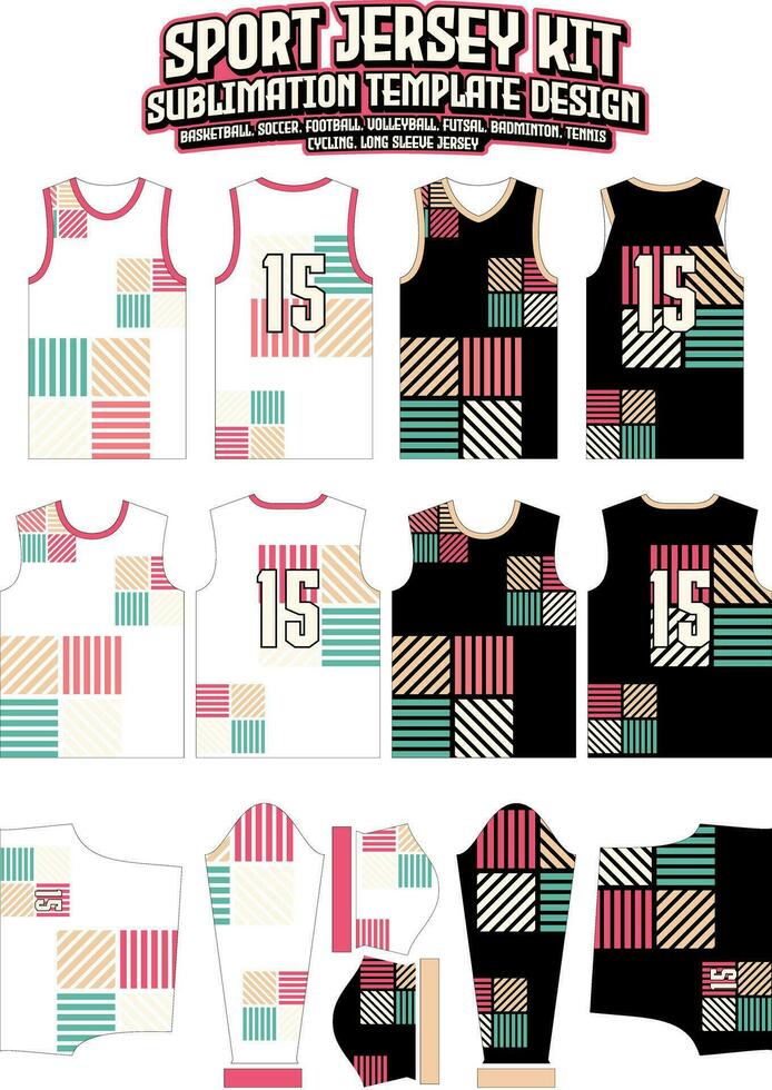 Multicolor Stripes Jersey Design Sportswear Layout Template vector
