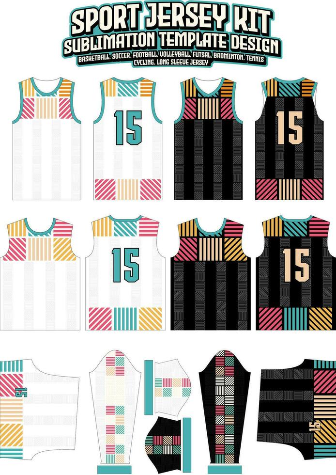 Seamless Lines Jersey Design Sportswear Layout Template vector