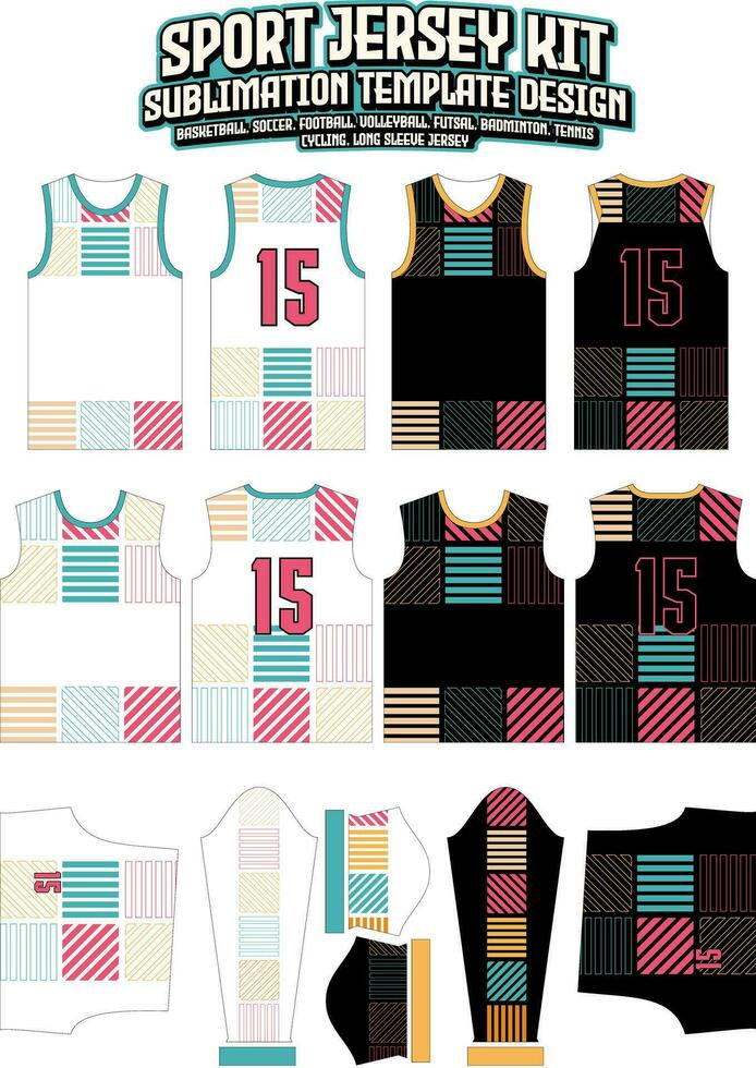 Seamless Colorful Lines Jersey Design Sportswear Layout Template vector