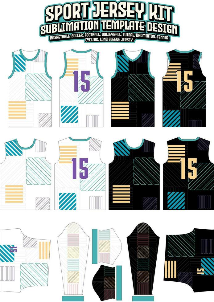 Seamless Abstrract Lines Jersey Design Sportswear Layout Template vector