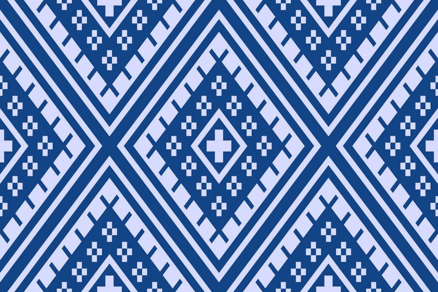 Indigo navy blue geometric traditional ethnic pattern Ikat seamless pattern border abstract design for fabric print cloth dress carpet curtains and sarong Aztec African Indian Indonesian vector