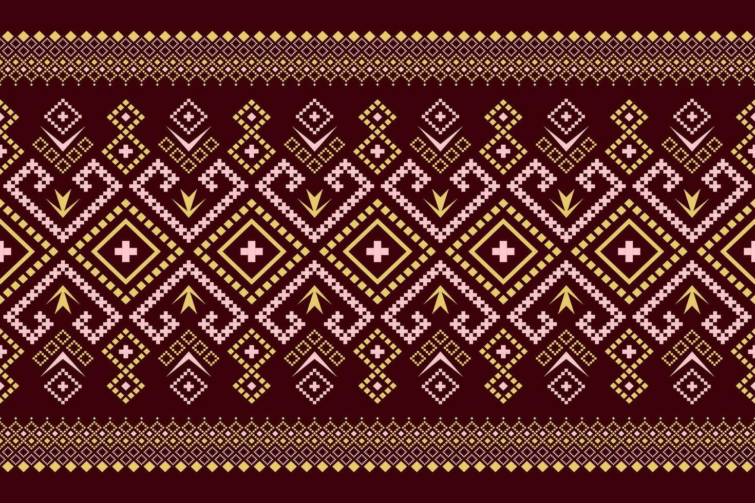 Red traditional ethnic pattern paisley flower Ikat background abstract Aztec African I vector