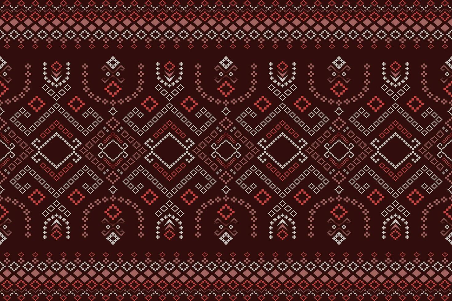 Red traditional ethnic pattern paisley flower Ikat background abstract Aztec African I vector