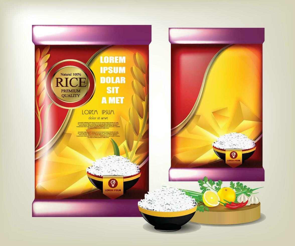 Rice Package food Logo Products and Fabric Arts, banner and poster template vector