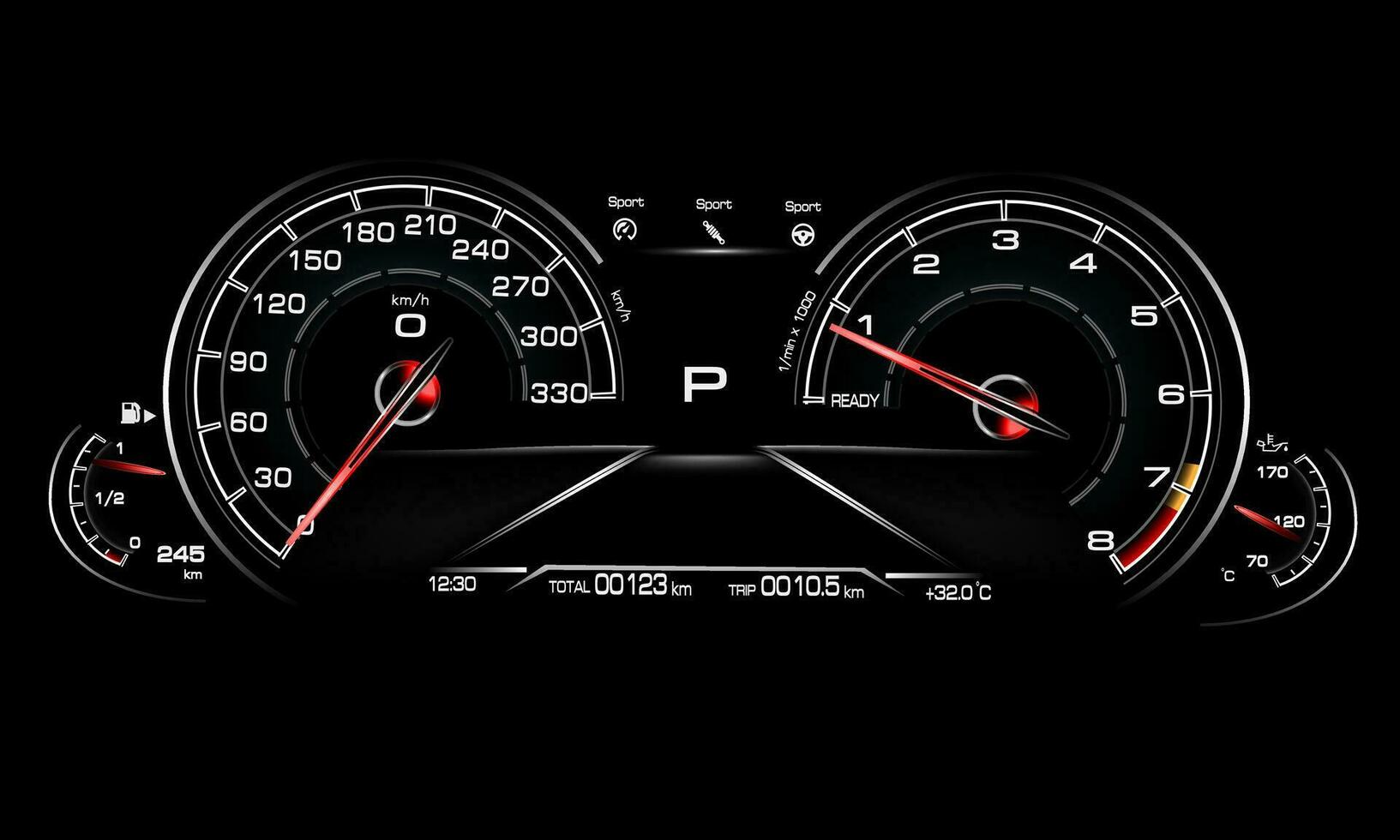 Car dashboard speedmeter technology design modern futuristic on