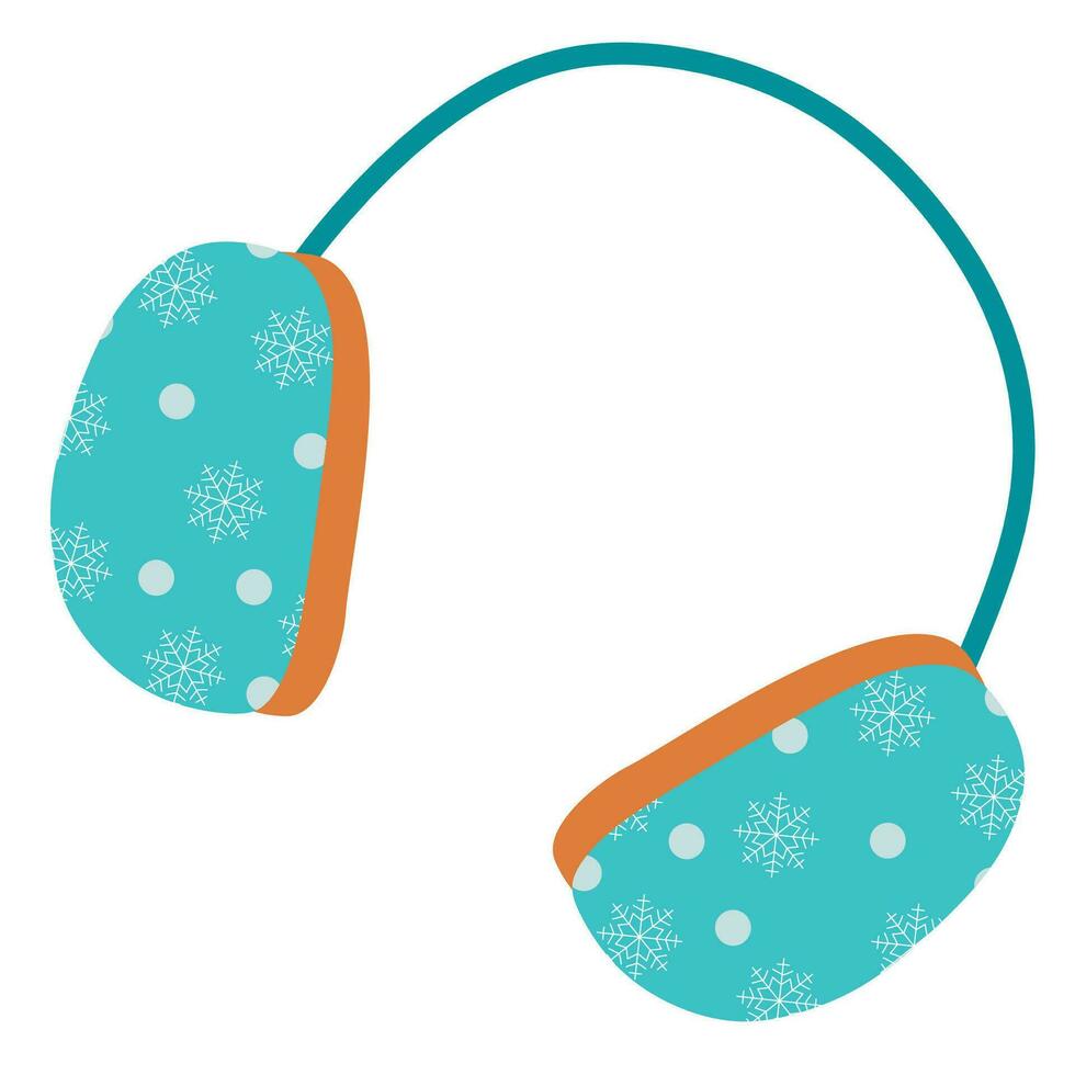 calentar lana invierno orejeras o auriculares. vector ilustración aislado en blanco. plano estilo musical y protector accesorio para cabeza, elemento para fiesta decoración. diseño vistoso peludo tocado