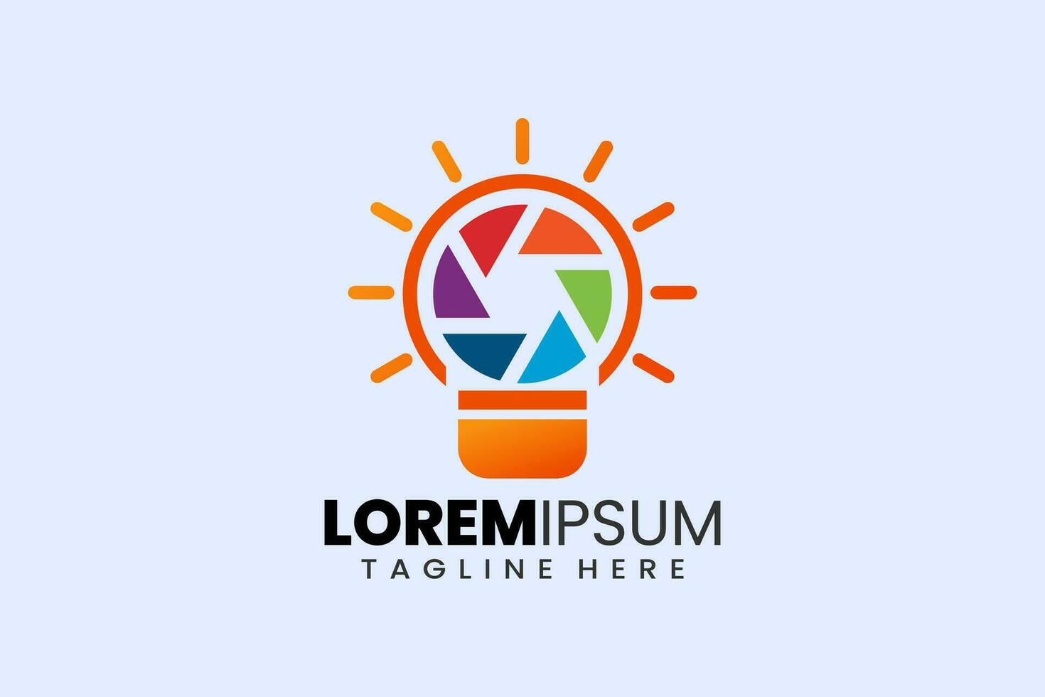 Creative camera bulb lamp logo template designs vector