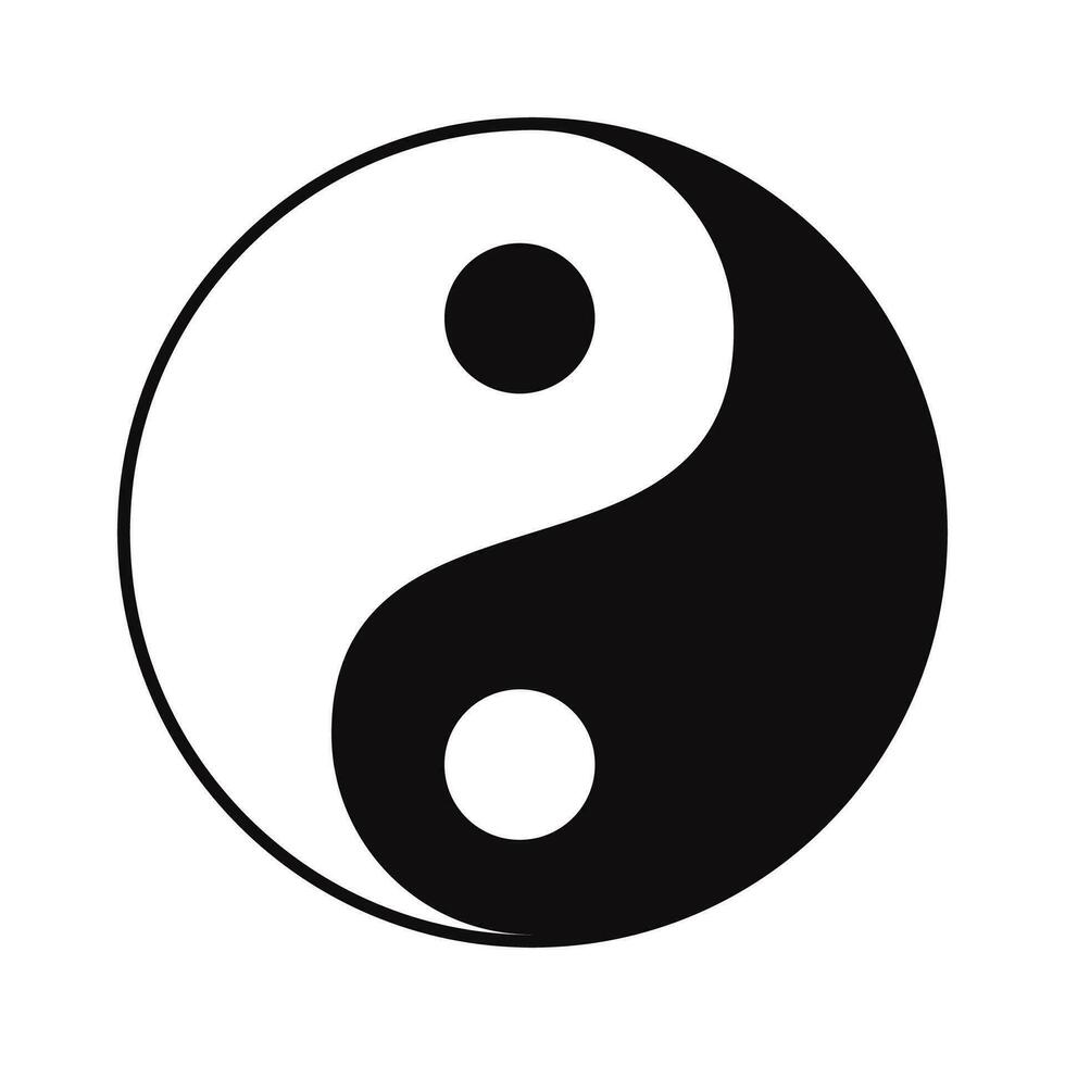 yin yang símbolo negro y blanco vector