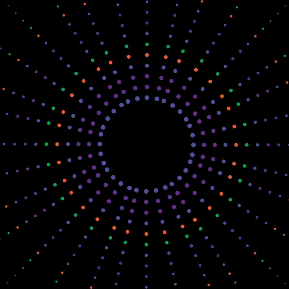 Circle With Colorful Dots Halftone Effect Sunburst Background vector