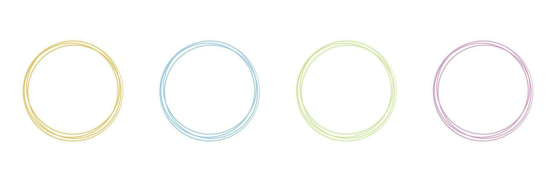 Pastel Colored Scribble Doodle Round Circle Frame vector