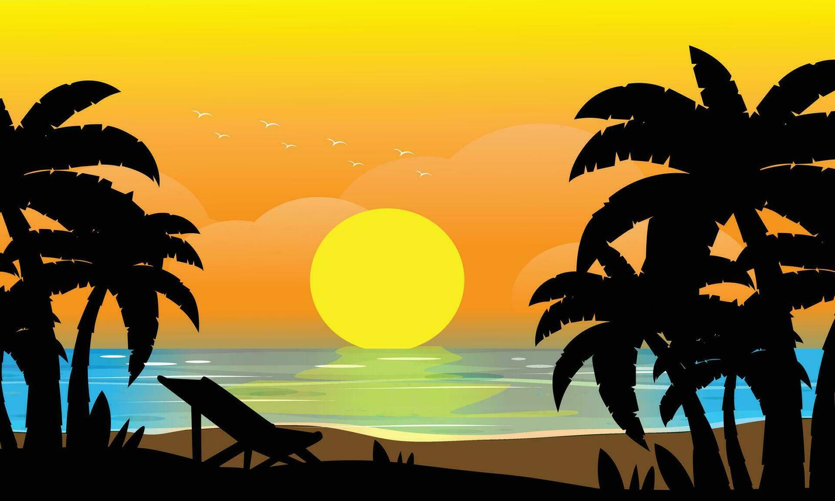 natural beach and sunset vector