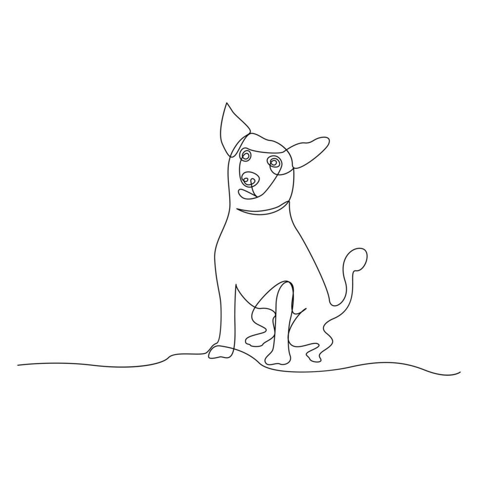 Continuous one line drawing of dog pet out line vector art drawing minimalist design