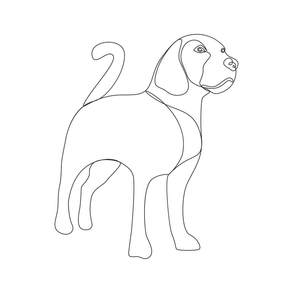 Continuous one line drawing of dog pet out line vector art drawing minimalist design