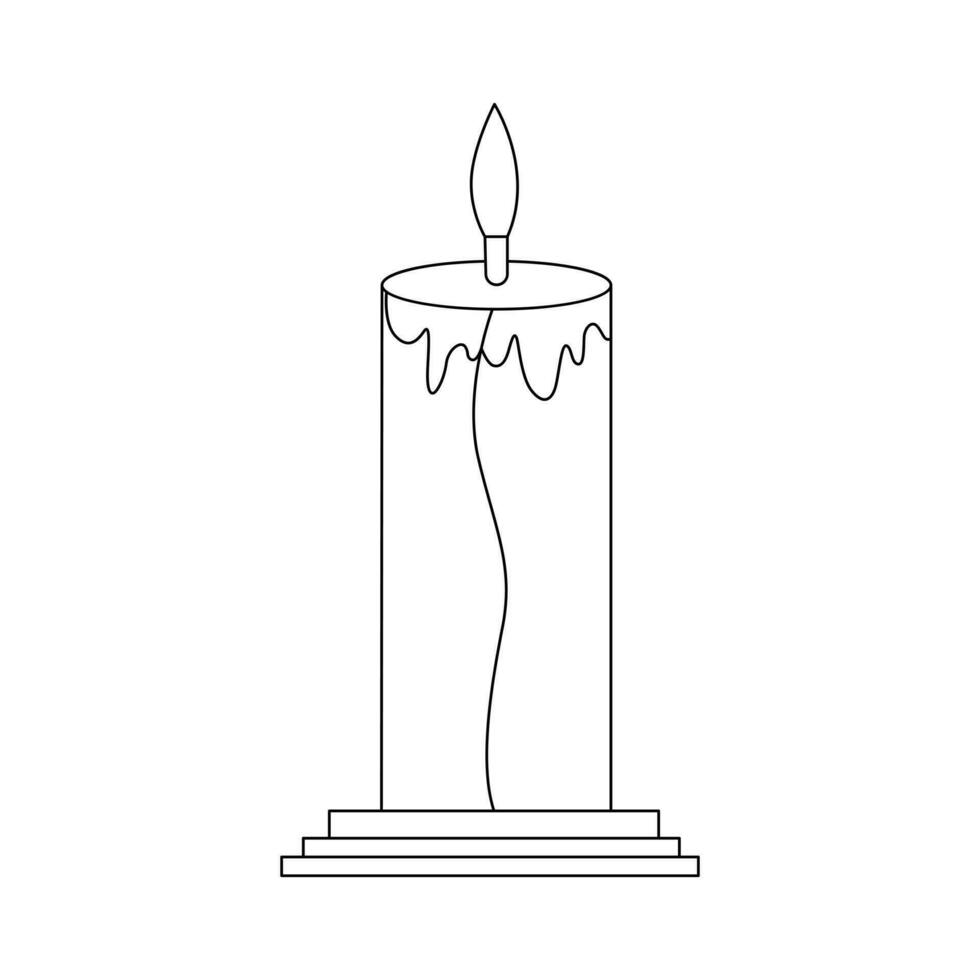 Beautiful candles continuous one line drawing outline vector illustration
