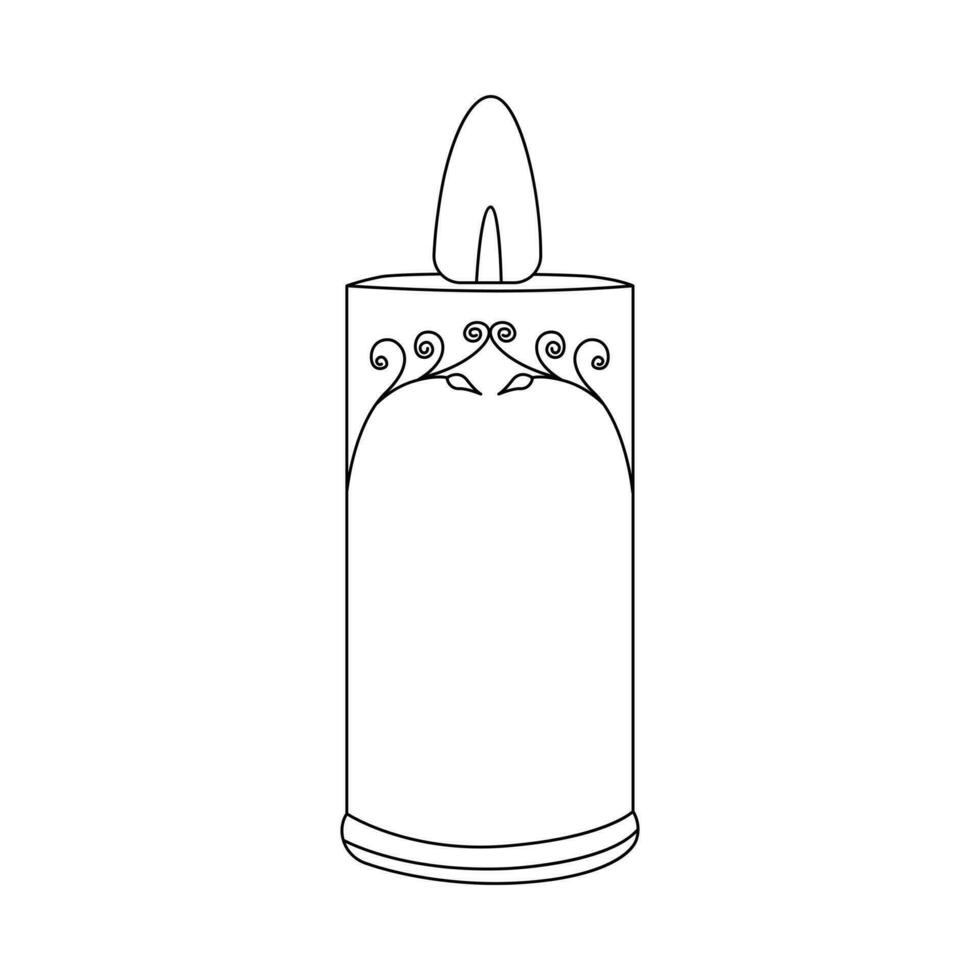Beautiful candles continuous one line drawing outline vector illustration