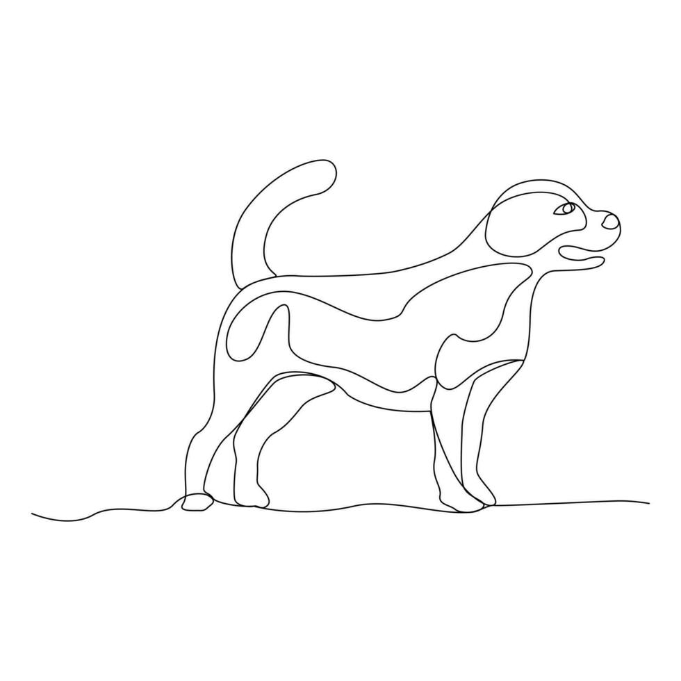 Continuous one line drawing of dog pet out line vector art drawing minimalist design