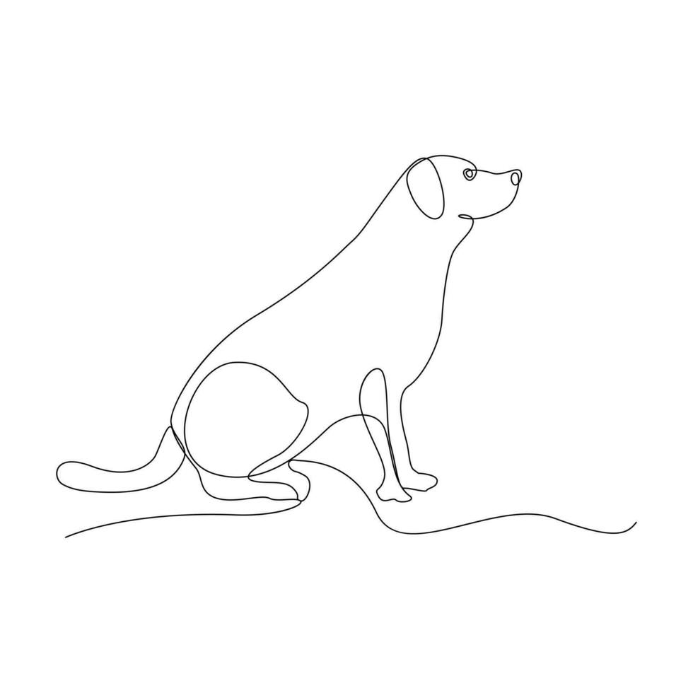 Continuous one line drawing of dog pet out line vector art drawing minimalist design