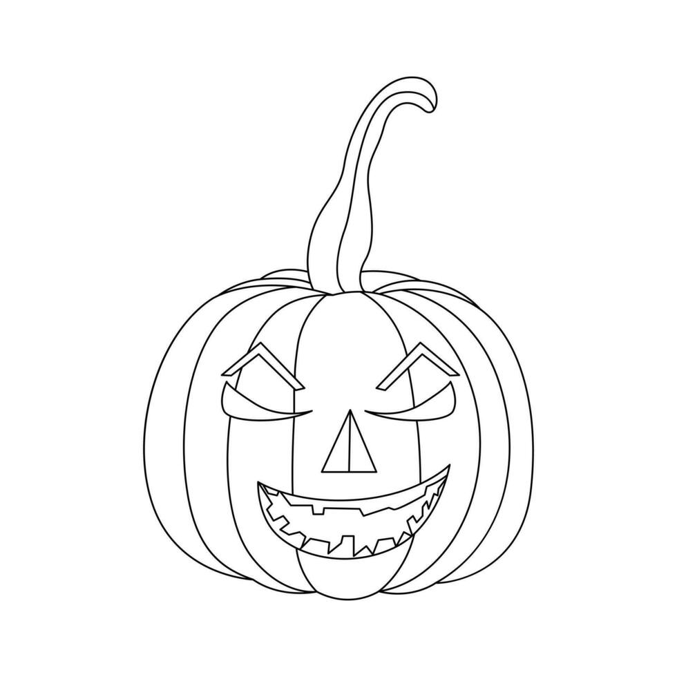 Continuous one line drawing of halloween pumpkin vector illustration