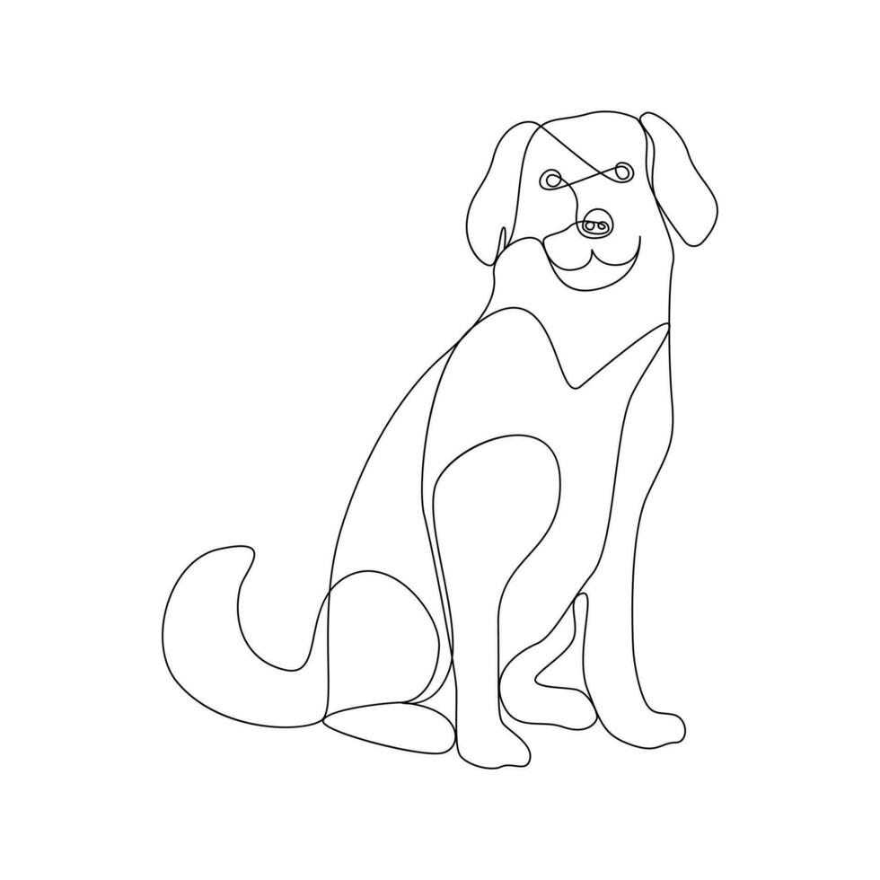 Continuous one line drawing of dog pet out line vector art drawing minimalist design