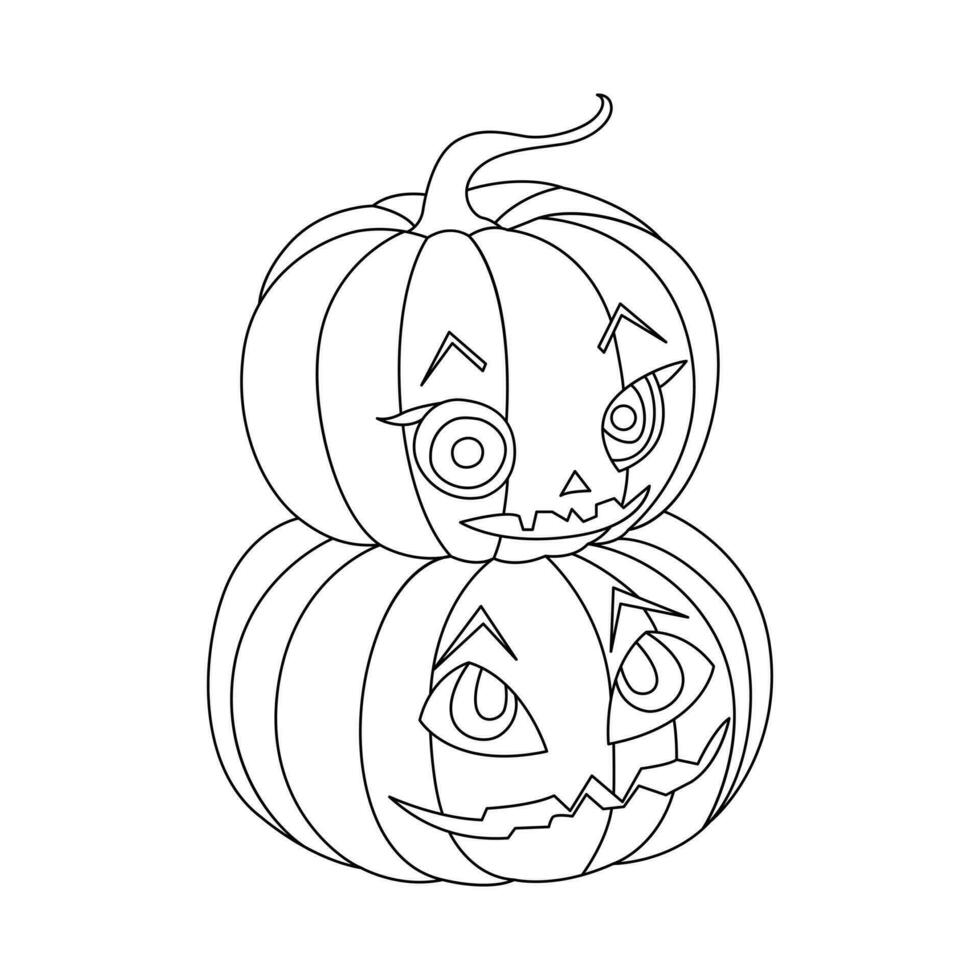 Continuous one line drawing of halloween pumpkin vector illustration