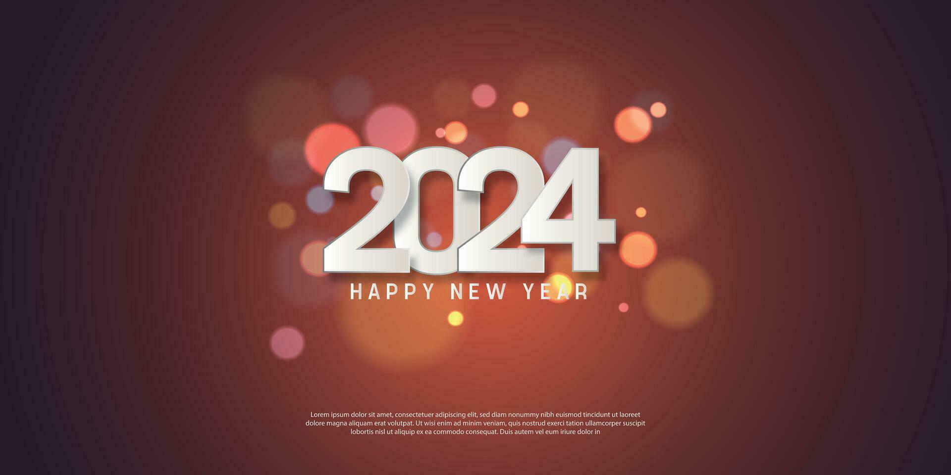 Simple and Clean Design Happy New Year 2024. silver Numbers for Background for Banners, Posters or Calendar. vector