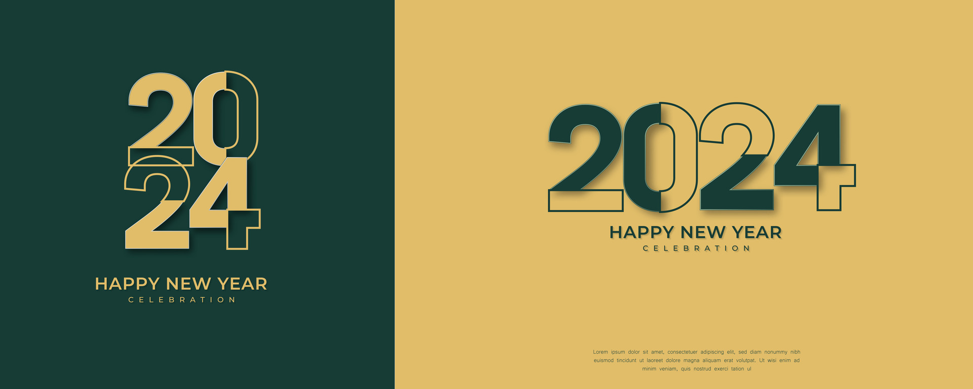 Classic happy new year 2024 design with unique and modern numbers