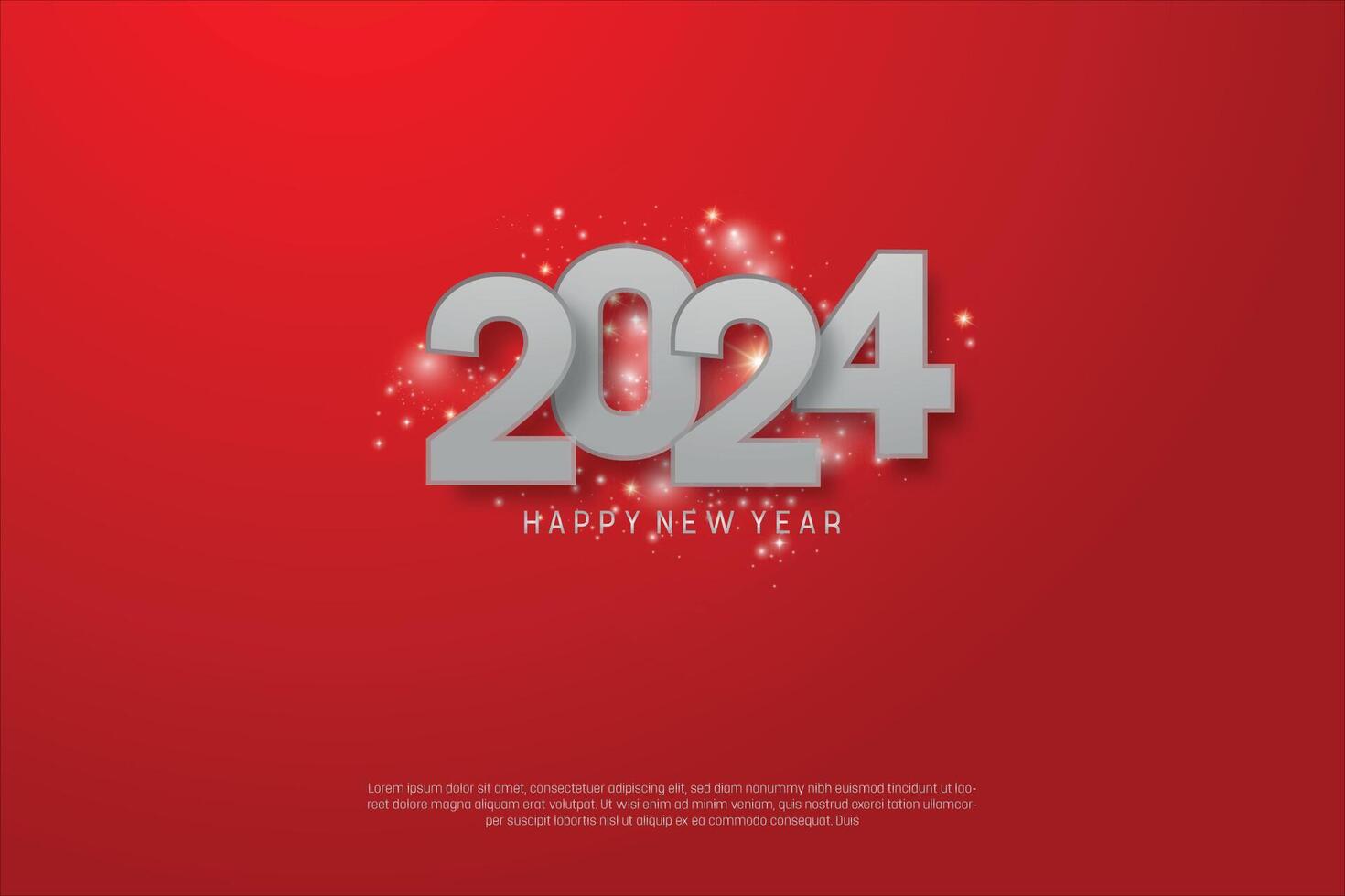 Simple and Clean Design Happy New Year 2024. silver Numbers for Background for Banners, Posters or Calendar. vector