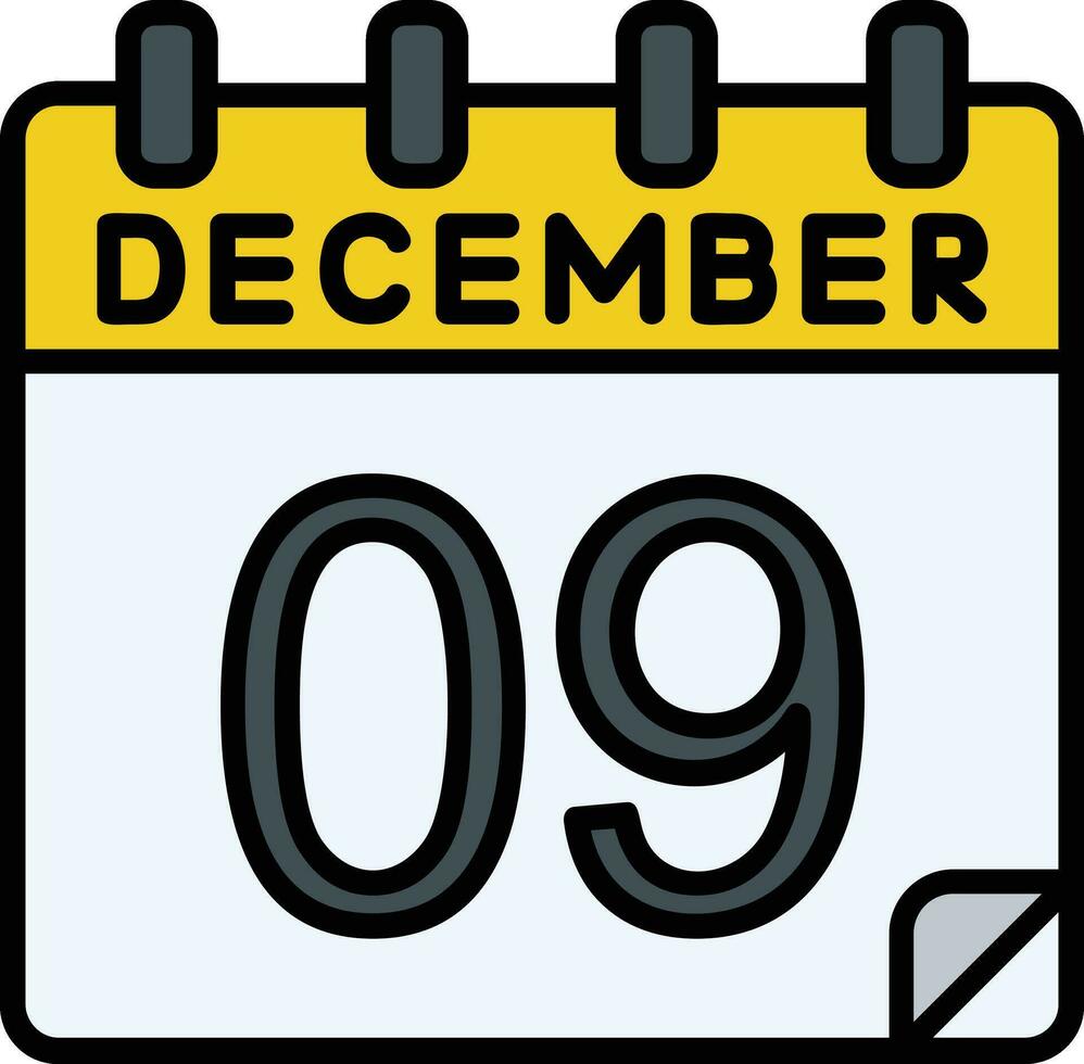 9 9 diciembre lleno icono vector