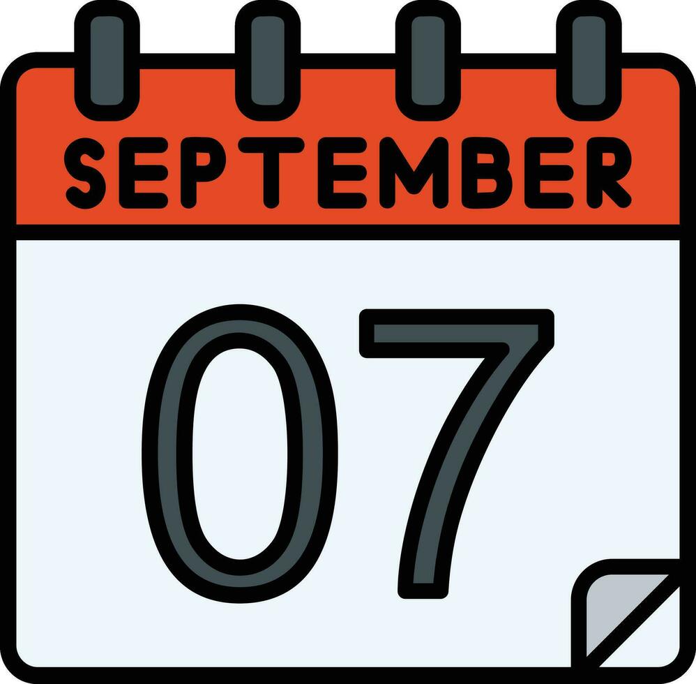 7 7 septiembre lleno icono vector