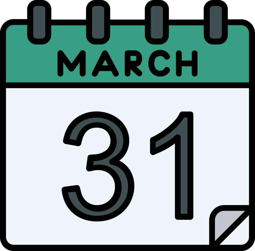31 March Filled Icon vector