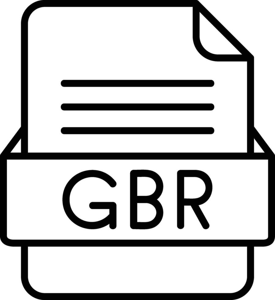 gbr archivo formato línea icono vector