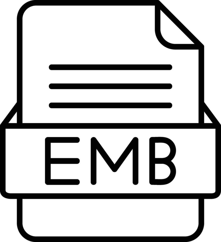 EMB File Format Line Icon vector