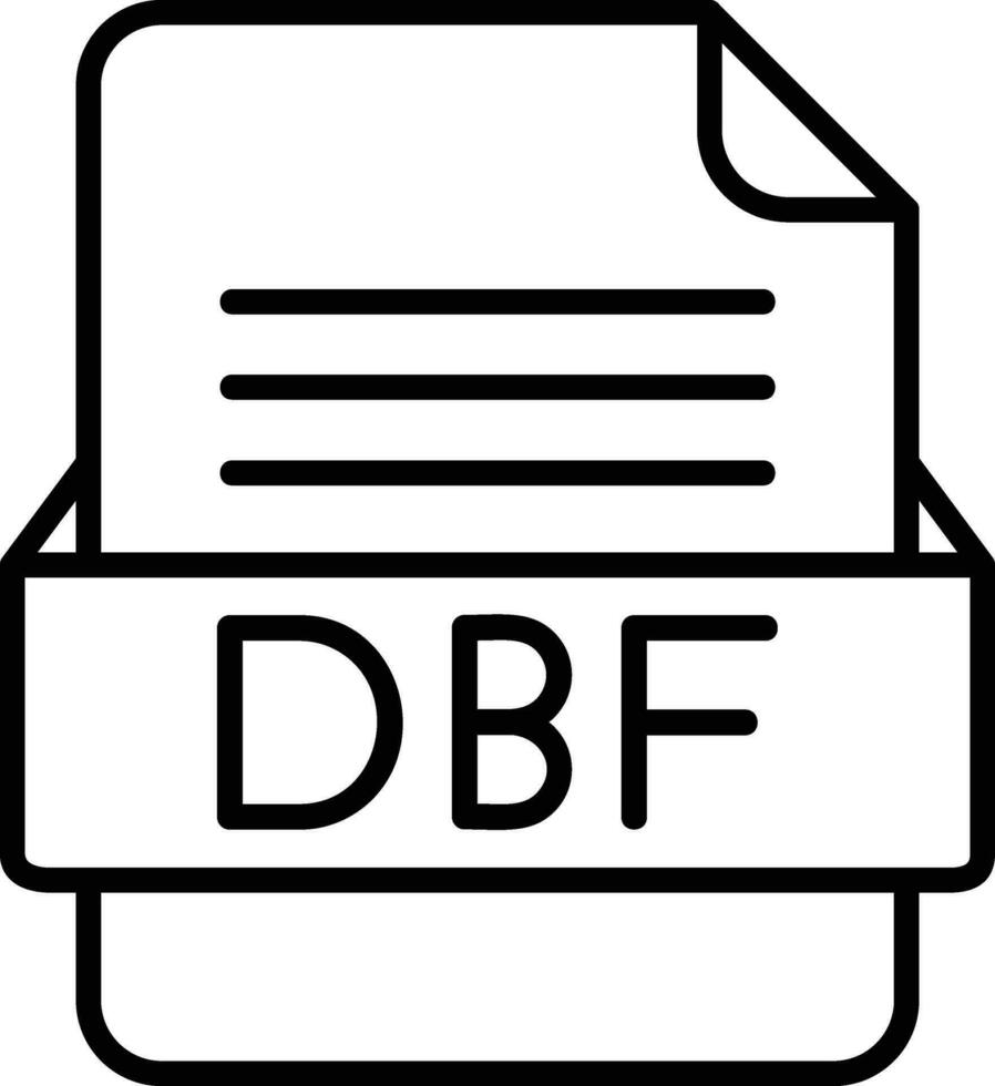 dbf archivo formato línea icono vector