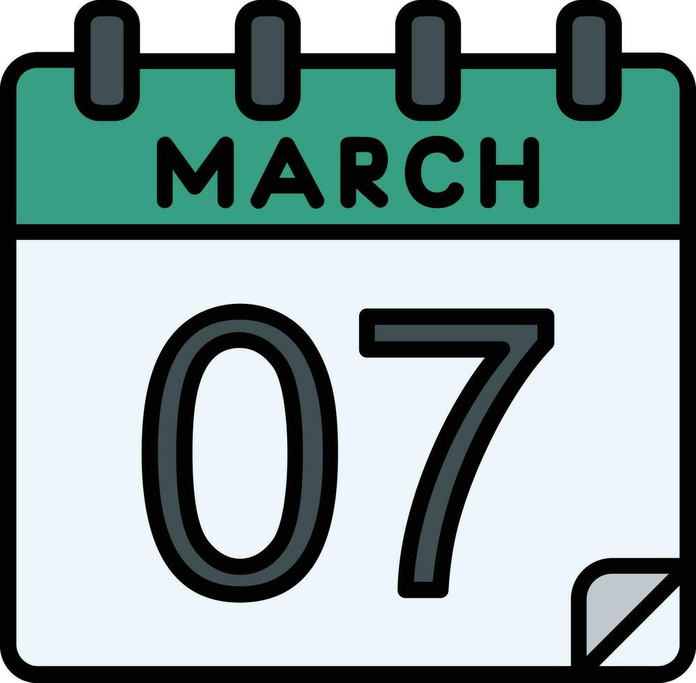 7 7 marzo lleno icono vector