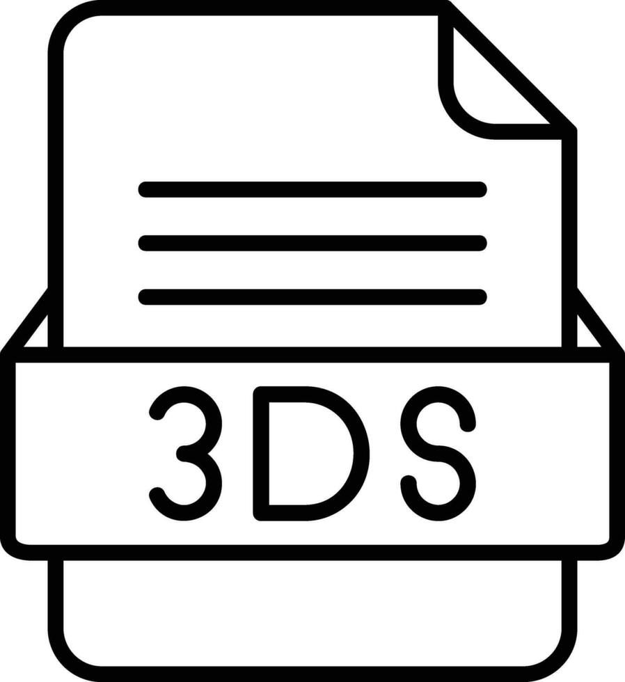 3ds archivo formato línea icono vector