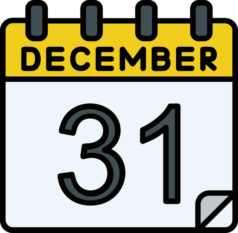 31 diciembre lleno icono vector