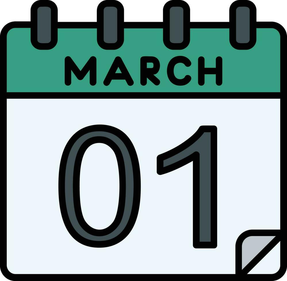 1 March Filled Icon vector