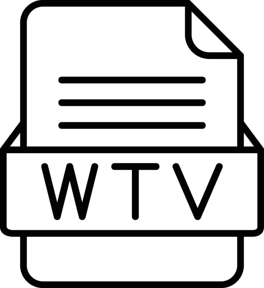 wtv archivo formato línea icono vector