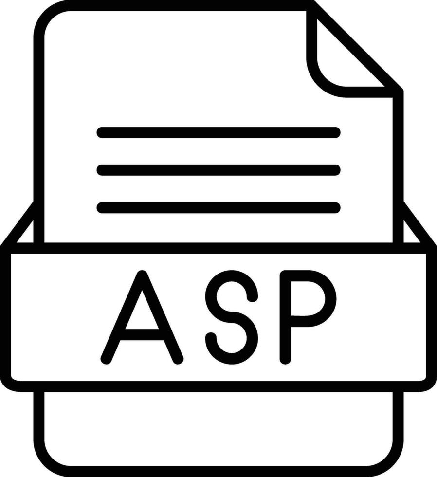 ASP File Format Line Icon vector