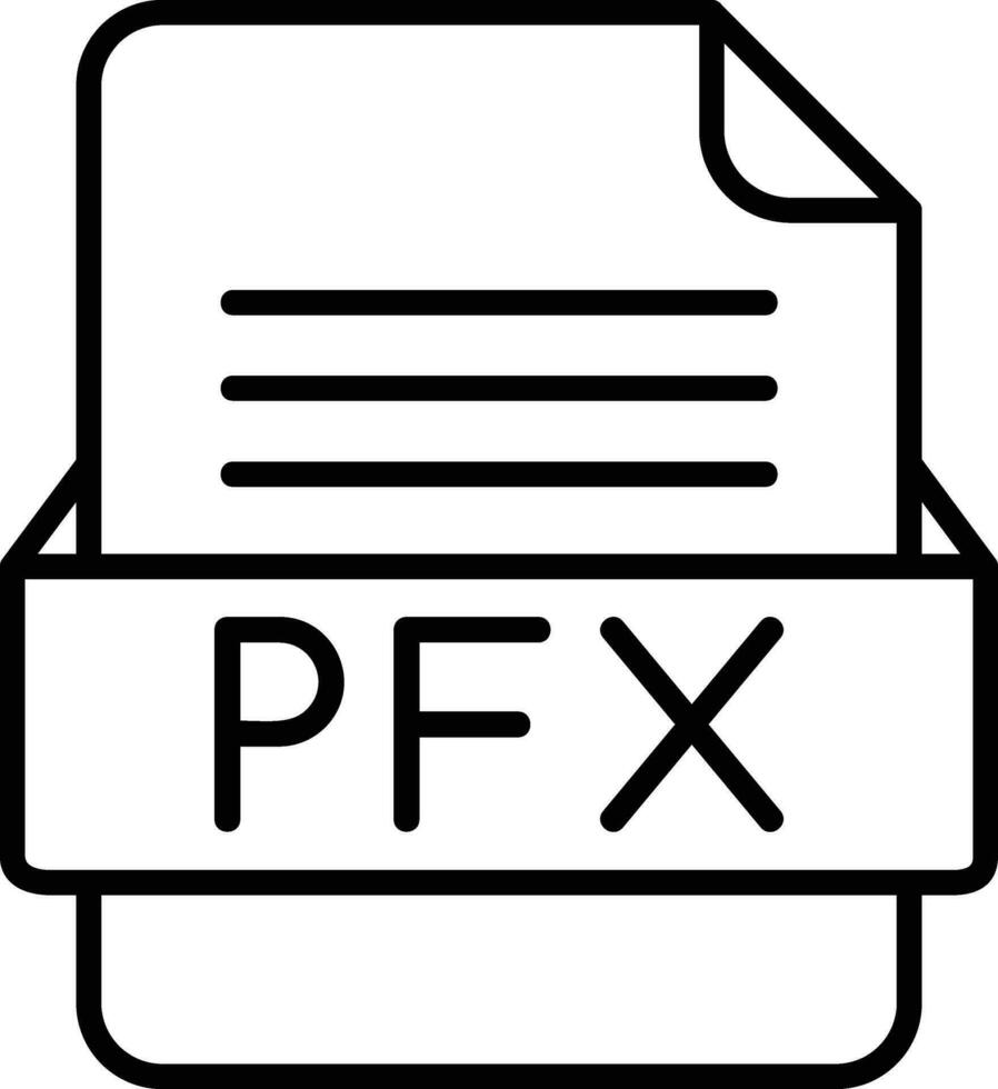 pfx archivo formato línea icono vector