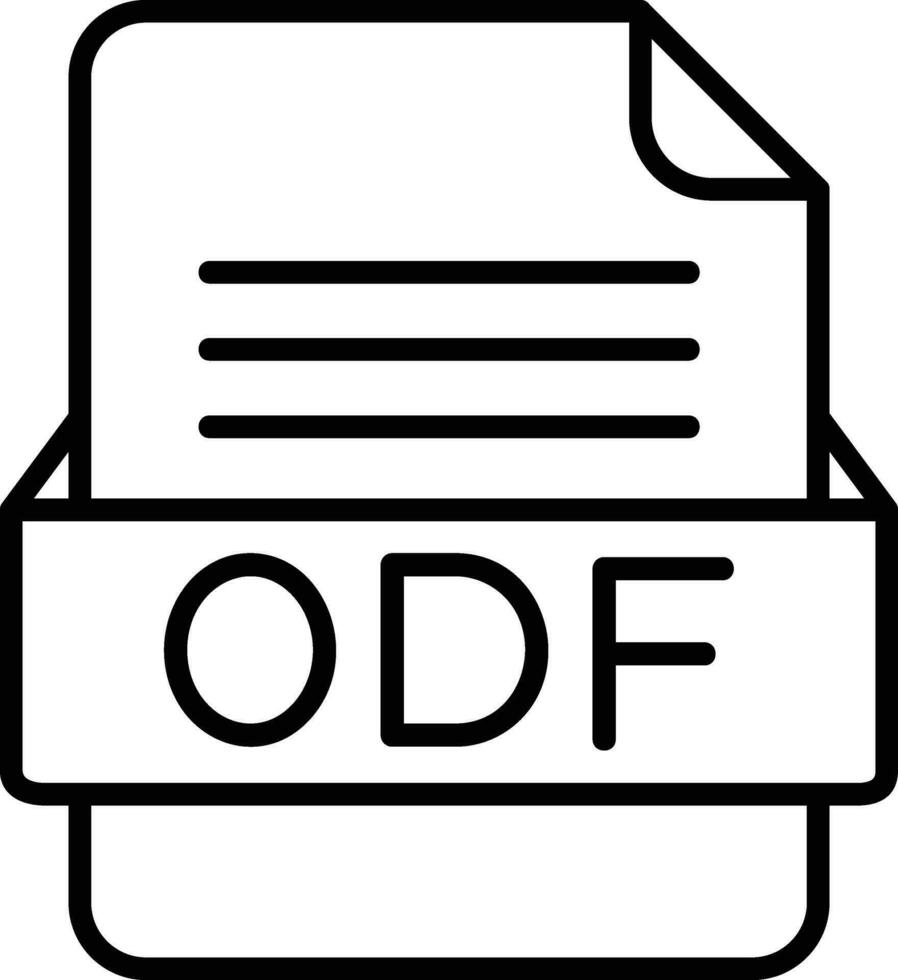 odf archivo formato línea icono vector