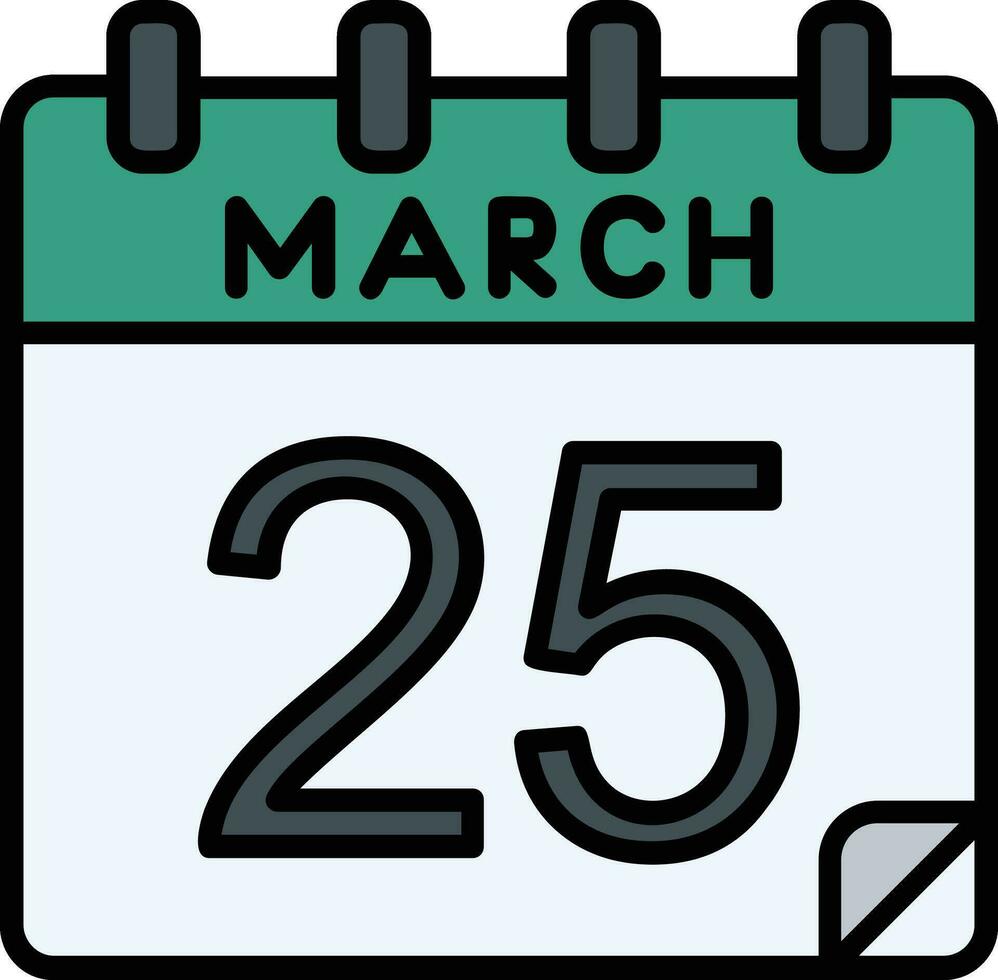 25 March Filled Icon vector