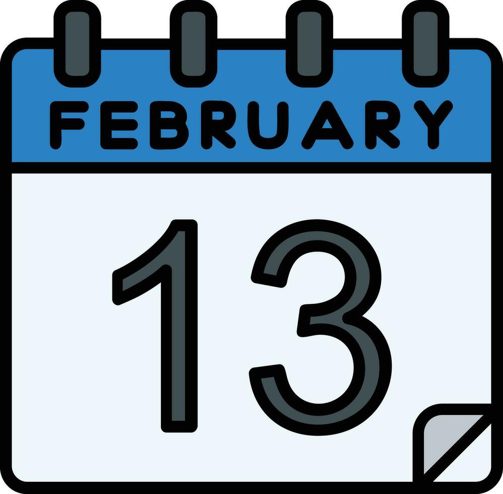 13 February Filled Icon vector