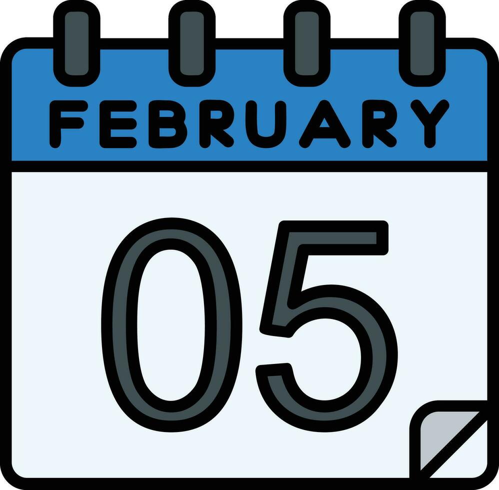 5 February Filled Icon vector