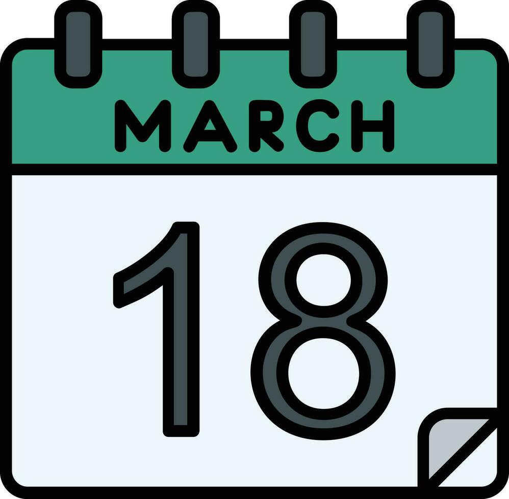 18 March Filled Icon vector