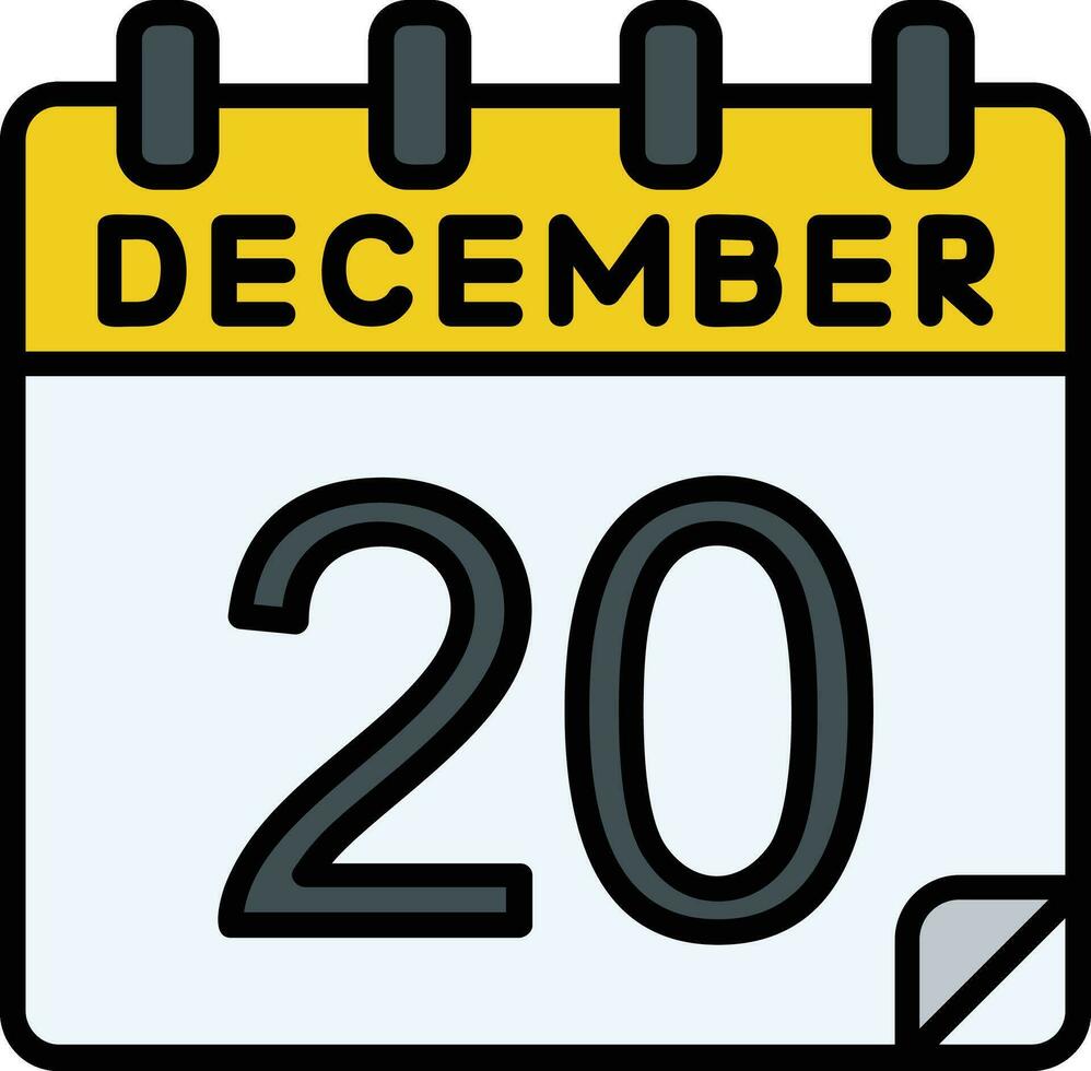 20 diciembre lleno icono vector