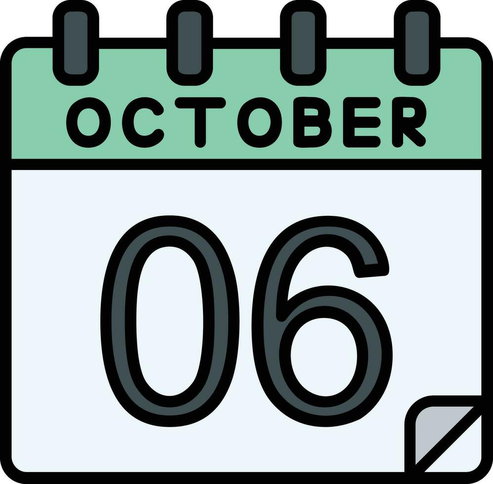 6 October Filled Icon vector
